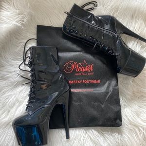 Pleaser Black Booties platform heels